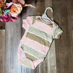 NWT Chick Pea 2 Pack Pink Beige Baby Girl Bodysuits Size 3/6M
